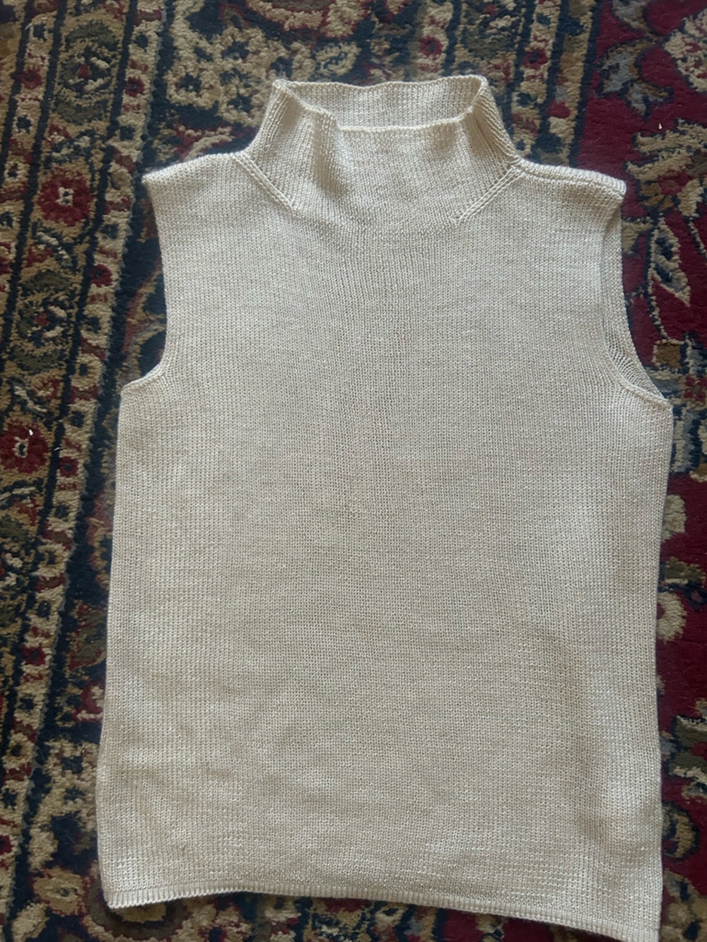 Minimalist Cotton Beige Sleeveless Knit